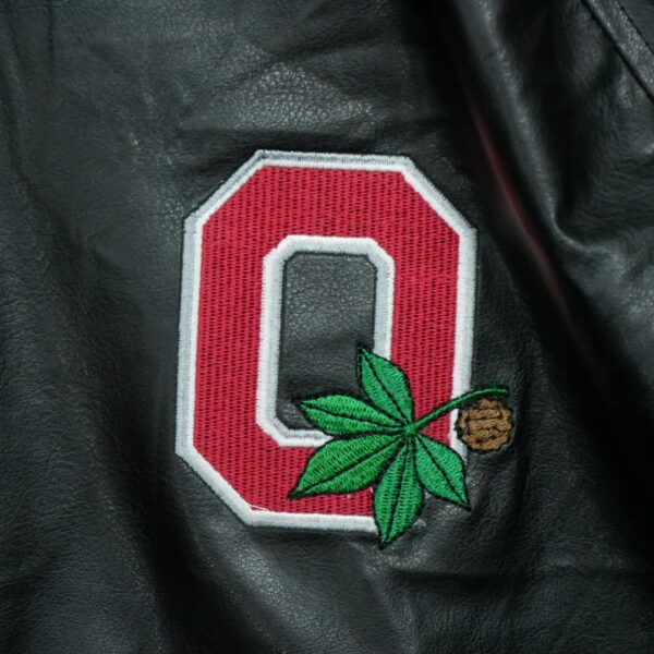 Veste en cuir homme manches longues noir Vintage Motif brode Col Rond Equipe Ohio State QWE0111