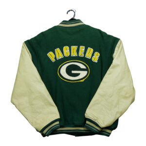 Veste en cuir homme manches longues vert NFL Team Apparel Col Rond Equipe Green Bay Packers QWE1198