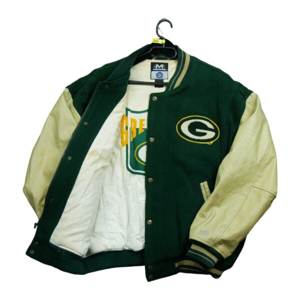 Veste en cuir homme manches longues vert NFL Team Apparel Col Rond Equipe Green Bay Packers QWE1198