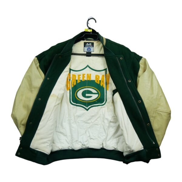 Veste en cuir homme manches longues vert NFL Team Apparel Col Rond Equipe Green Bay Packers QWE1198