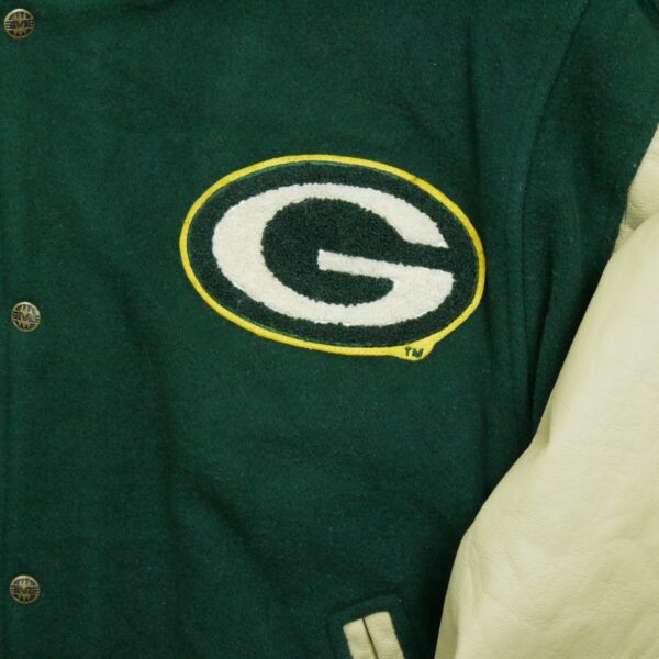 Veste en cuir homme manches longues vert NFL Team Apparel Col Rond Equipe Green Bay Packers QWE1198