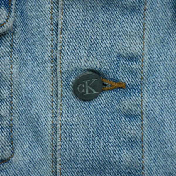 Veste en jean femme manches longues bleu clair Calvin Klein Motif en jeans Col Harrington QWE1120