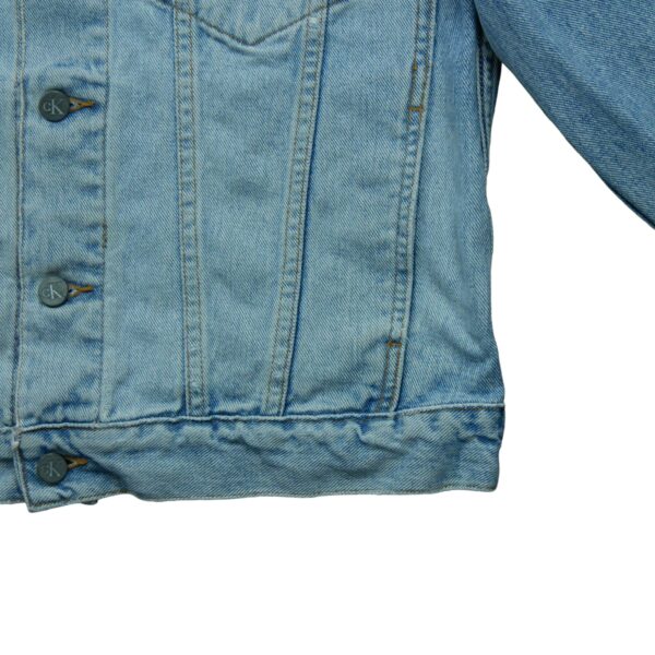 Veste en jean femme manches longues bleu clair Calvin Klein Motif en jeans Col Harrington QWE1120