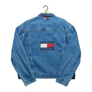 Veste en jean homme manches longues bleu Tommy Hilfiger Motif en jeans Col Harrington QWE1273