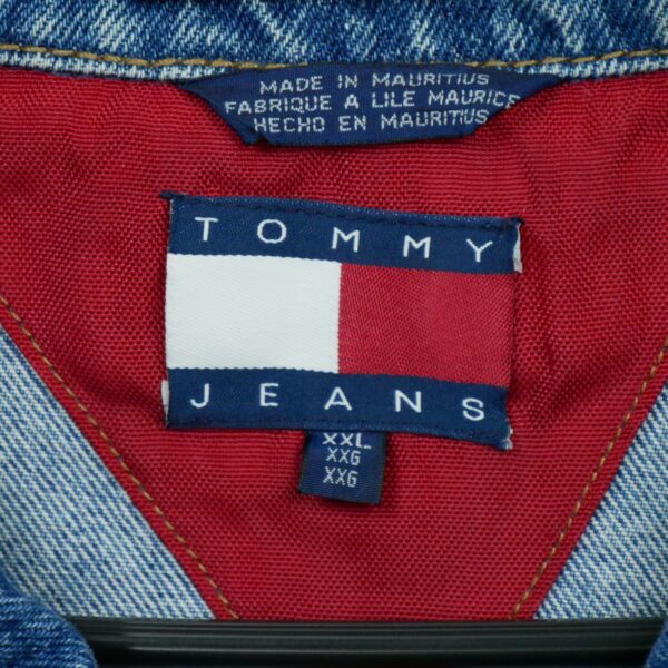 Veste en jean homme manches longues bleu Tommy Hilfiger Motif en jeans Col Harrington QWE1273