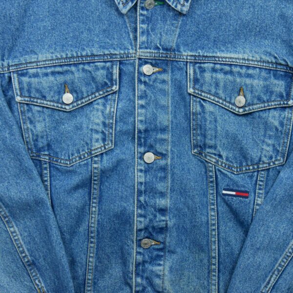 Veste en jean homme manches longues bleu Tommy Hilfiger Motif en jeans Col Harrington QWE1273