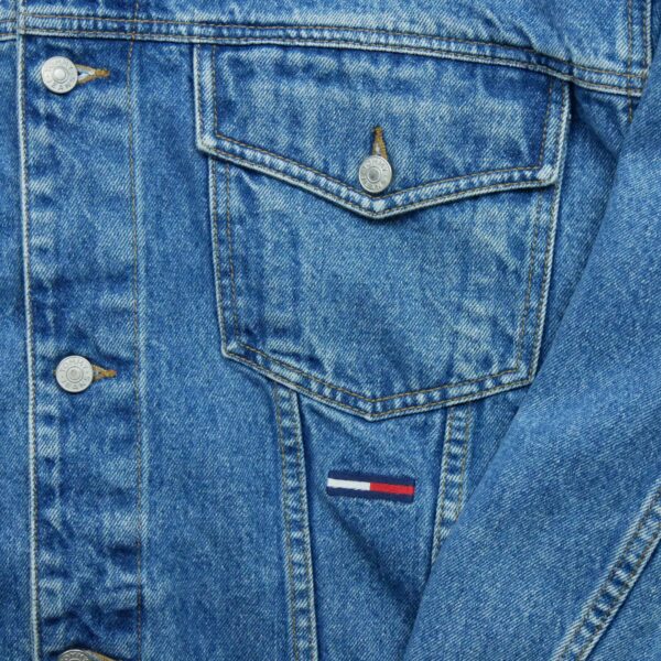 Veste en jean homme manches longues bleu Tommy Hilfiger Motif en jeans Col Harrington QWE1273