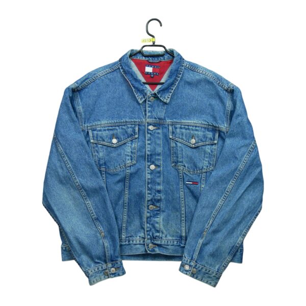 Veste en jean homme manches longues bleu Tommy Hilfiger Motif en jeans Col Harrington QWE1273