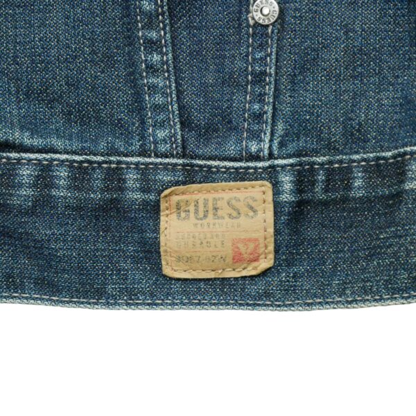 Veste en jean homme manches longues marine Guess Motif en jeans Col Harrington QWE0409