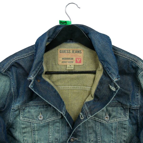 Veste en jean homme manches longues marine Guess Motif en jeans Col Harrington QWE0409