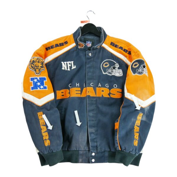 Blouson homme manches longues marine NFL Team Apparel Motif en jeans Col Montant Equipe Chicago Bears QWE2407