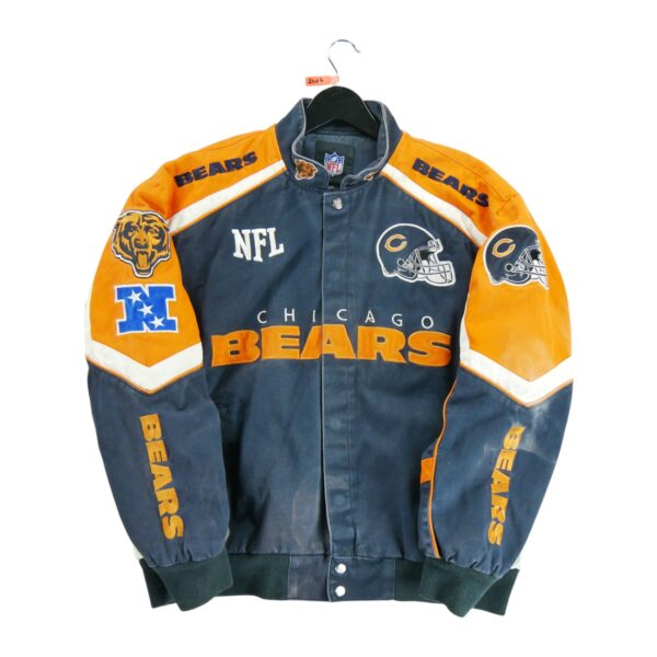 Blouson homme manches longues marine NFL Team Apparel Motif en jeans Col Montant Equipe Chicago Bears QWE2407