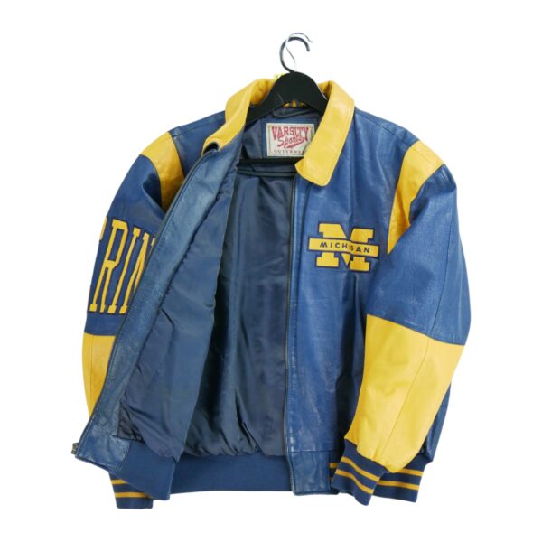 Veste en cuir homme manches longues marine NCAA Col Harrington Equipe Michigan QWE1189