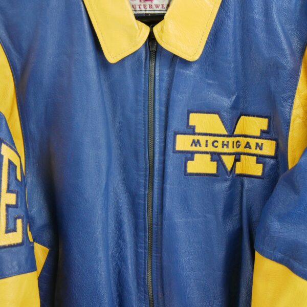 Veste en cuir homme manches longues marine NCAA Col Harrington Equipe Michigan QWE1189