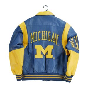 Veste en cuir homme manches longues marine NCAA Col Harrington Equipe Michigan QWE1189