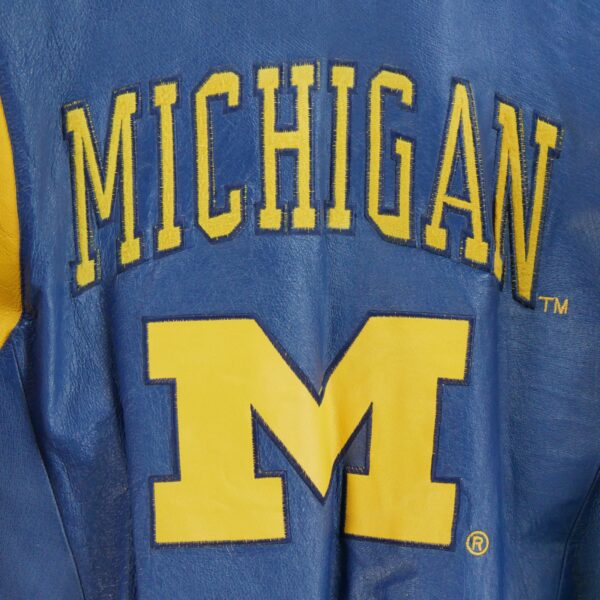 Veste en cuir homme manches longues marine NCAA Col Harrington Equipe Michigan QWE1189