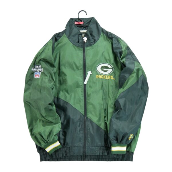 Coupe vent homme manches longues vert Pro Player Col Montant Equipe Green Bay Packers QWE2152