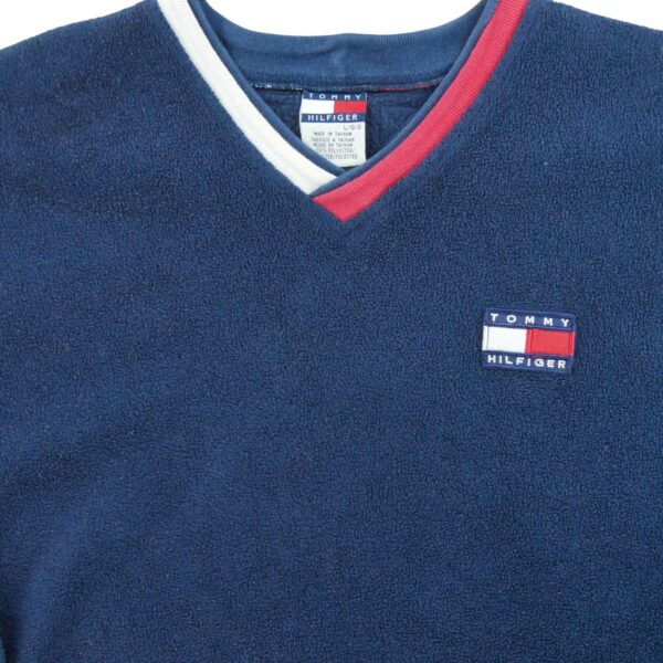 Pull polaires homme manches longues marine Tommy Hilfiger Col V QWE2009