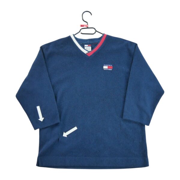 Pull polaires homme manches longues marine Tommy Hilfiger Col V QWE2009