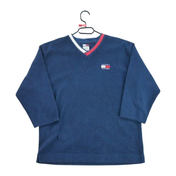 Pull polaires homme manches longues marine Tommy Hilfiger Col V QWE2009