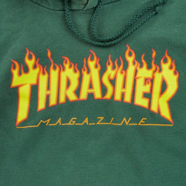 Sweat a capuche homme manches longues vert Thrasher Motif imprime Col Rond QWE2293