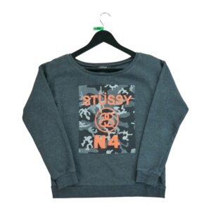 Sweat femme manches longues gris Stussy Motif imprime Col Rond QWE0480