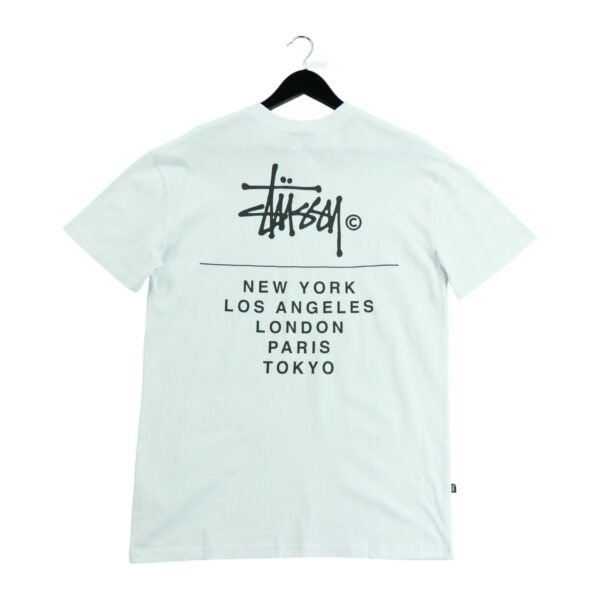 T shirt manches courtes homme blanc Stussy Motif imprime Col Rond QWE3177