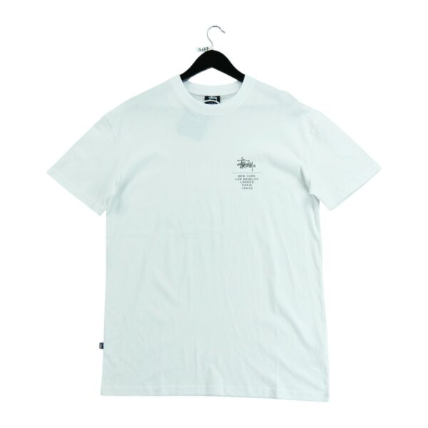 T shirt manches courtes homme blanc Stussy Motif imprime Col Rond QWE3177