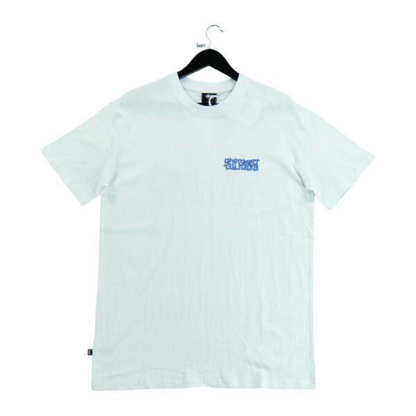 T shirt manches courtes homme blanc Stussy Motif imprime Col Rond QWE3183