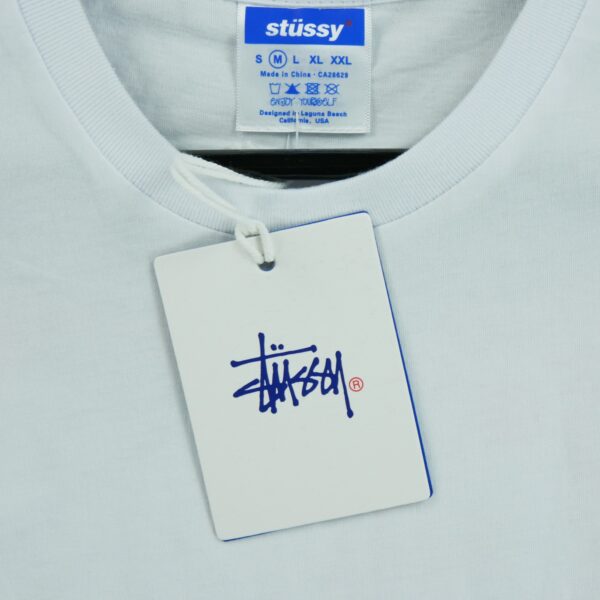 T shirt manches courtes homme blanc Stussy Motif imprime Col Rond QWE3691