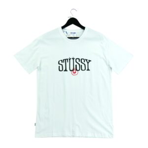 T shirt manches courtes homme blanc Stussy Motif imprime Col Rond QWE3776