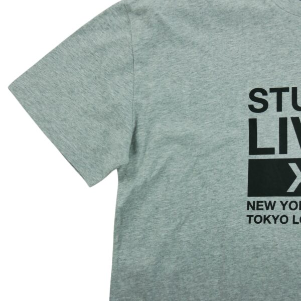 T shirt manches courtes homme gris Stussy Motif imprime Col Rond QWE3137