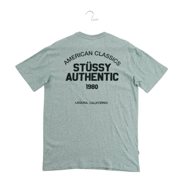 T shirt manches courtes homme gris Stussy Motif imprime Col Rond QWE3522