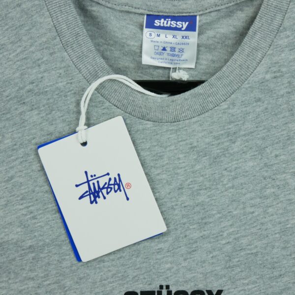 T shirt manches courtes homme gris Stussy Motif imprime Col Rond QWE3522