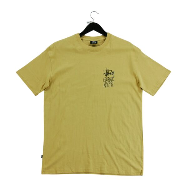 T shirt manches courtes homme jaune Stussy Motif imprime Col Rond QWE3619