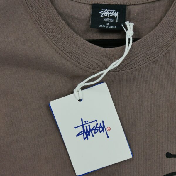 T shirt manches courtes homme marron Stussy Motif imprime Col Rond QWE3809