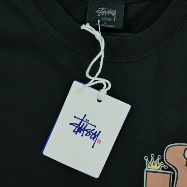 T shirt manches courtes homme noir Stussy Motif imprime Col Rond QWE3112