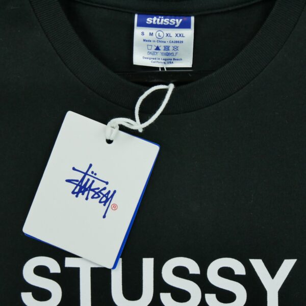 T shirt manches courtes homme noir Stussy Motif imprime Col Rond QWE3298