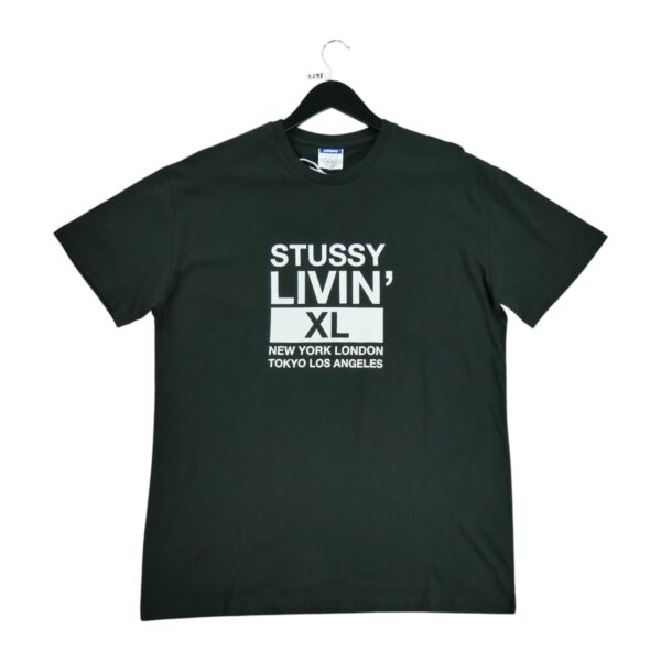 T shirt manches courtes homme noir Stussy Motif imprime Col Rond QWE3298