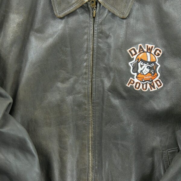 Veste en cuir homme manches longues marron Puma Col Rond Equipe Cleveland Browns QWE1354