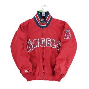 Blouson homme manches longues rouge Majestic Col Montant Equipe Los Angeles Angels QWE0253