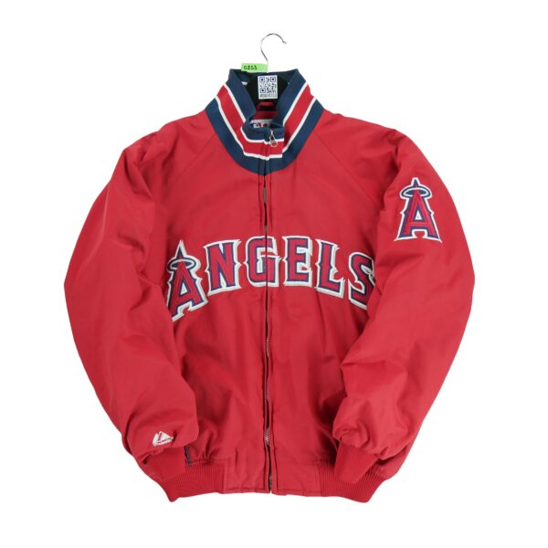 Blouson homme manches longues rouge Majestic Col Montant Equipe Los Angeles Angels QWE0253