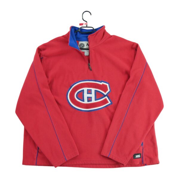 Pull polaires homme manches longues rouge NHL Col Montant Equipe Montreal Canadiens QWE2102