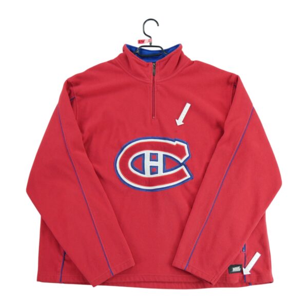 Pull polaires homme manches longues rouge NHL Col Montant Equipe Montreal Canadiens QWE2102