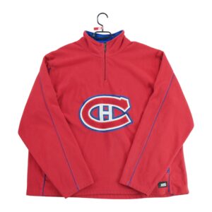 Pull polaires homme manches longues rouge NHL Col Montant Equipe Montreal Canadiens QWE2102