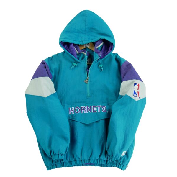 Blouson homme manches longues turquoise Starter Motif brode Col Montant Equipe Hornets de Charlotte