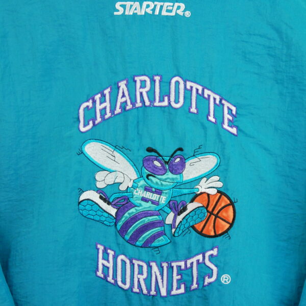 Blouson homme manches longues turquoise Starter Motif brode Col Montant Equipe Hornets de Charlotte