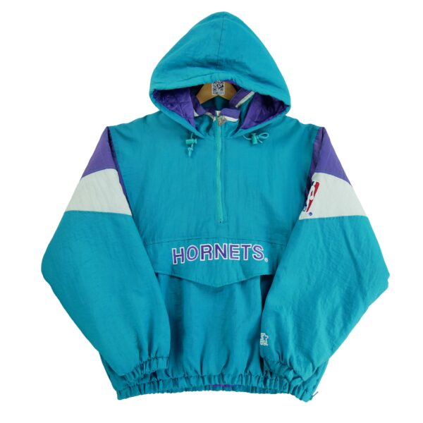 Blouson homme manches longues turquoise Starter Motif brode Col Montant Equipe Hornets de Charlotte