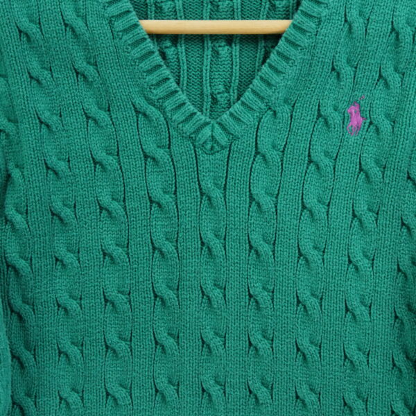 Pull enfant manches longues vert Polo Ralph Lauren Col V QWE1261