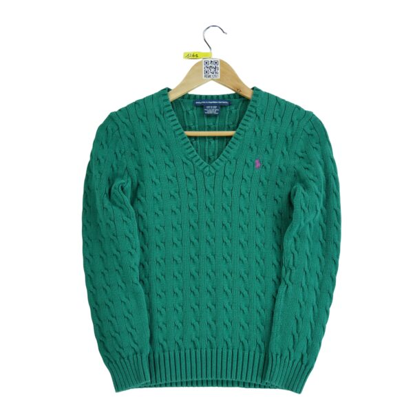 Pull enfant manches longues vert Polo Ralph Lauren Col V QWE1261